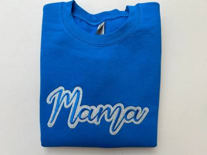 Custom MAMA Glitter Embroidered Sweatshirt With Kids Name On Sleeve