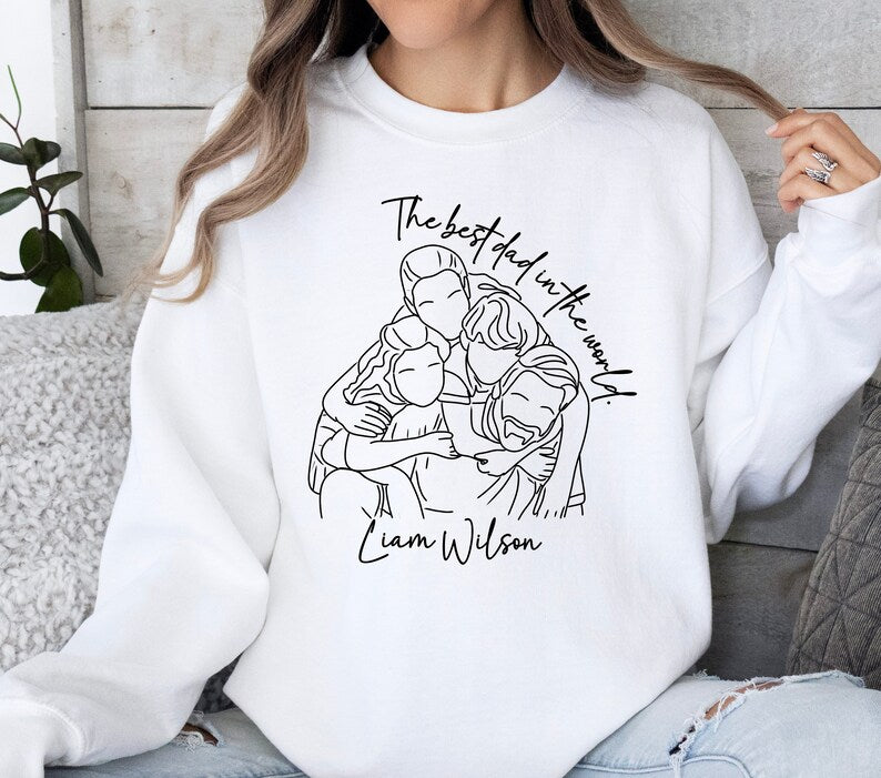 Custom "The best Dad in the world"Photo Sweatshirt With Kid's Name For Dad