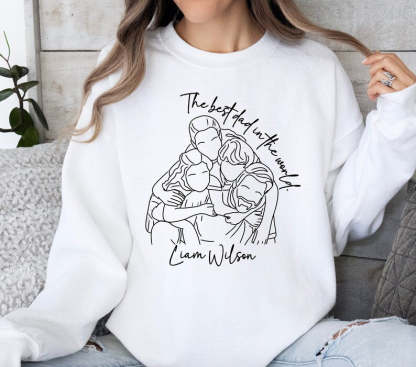 Custom "The best Dad in the world"Photo Sweatshirt With Kid's Name For Dad