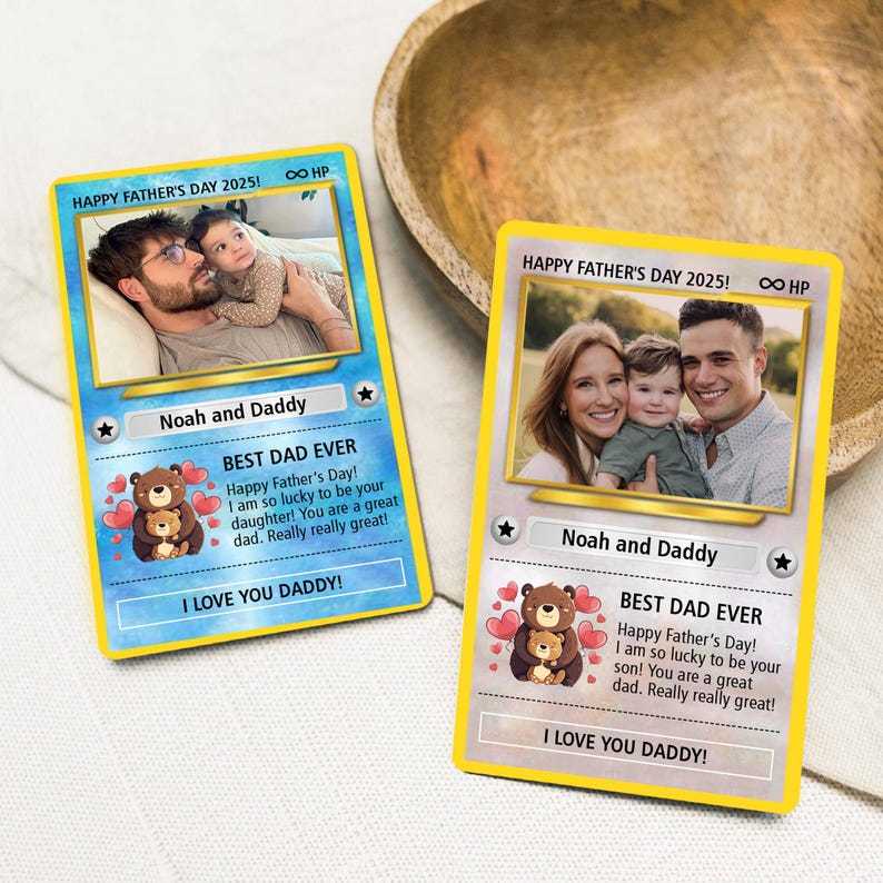 Custom Photo Pokemon Card, Pokemon Father's Day Card, Gifts For Dad, Best Dad Ever Wallet Card