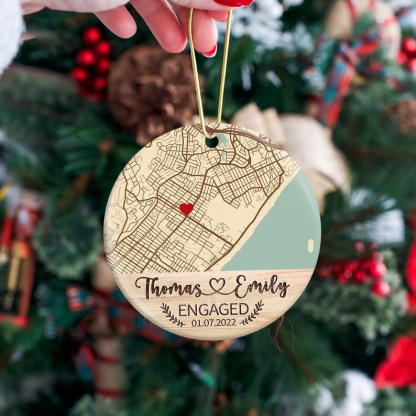 Custom Location Engaged Ornament – Personalized Photo Keepsake