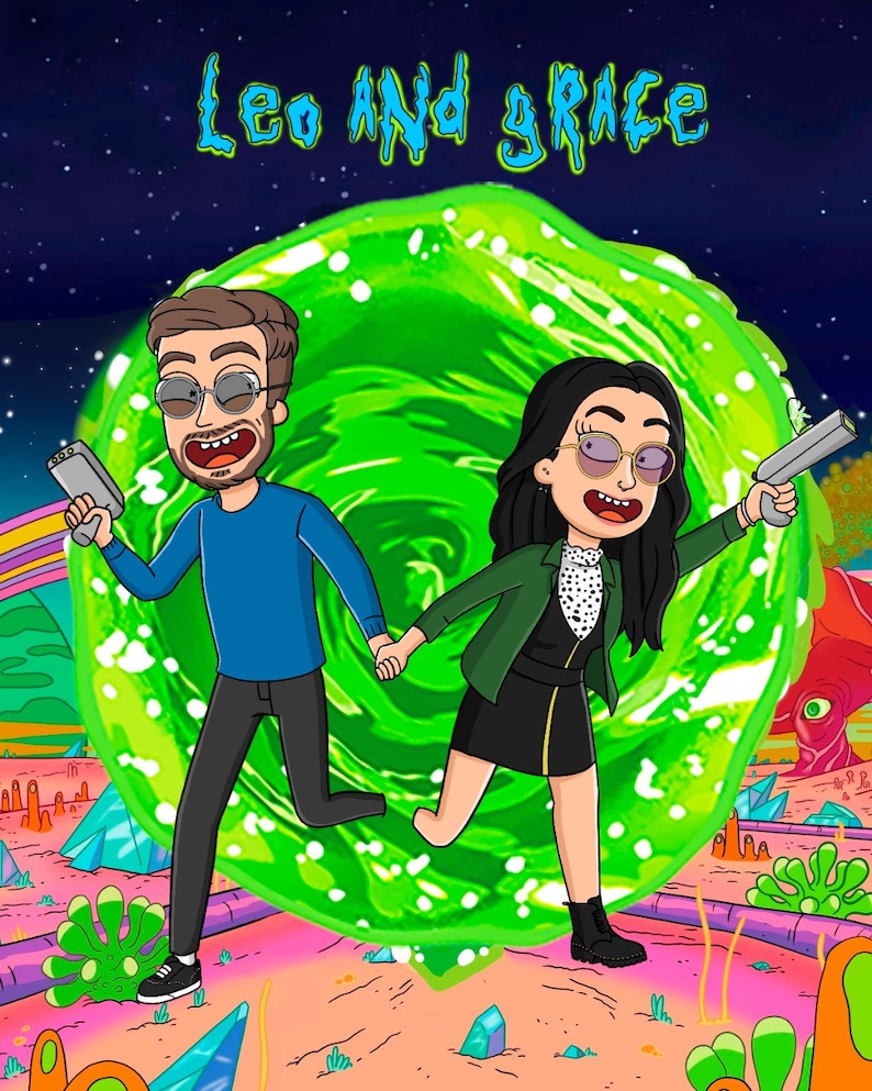 Personalized Couple Portrait Photo Cartoon Illustration, Birthday and Anniversary Gift