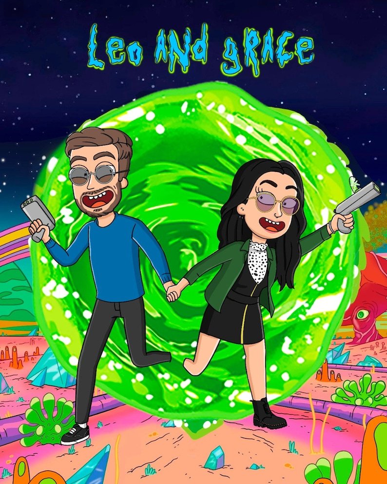 Personalized Couple Portrait Photo Cartoon Illustration, Birthday and Anniversary Gift