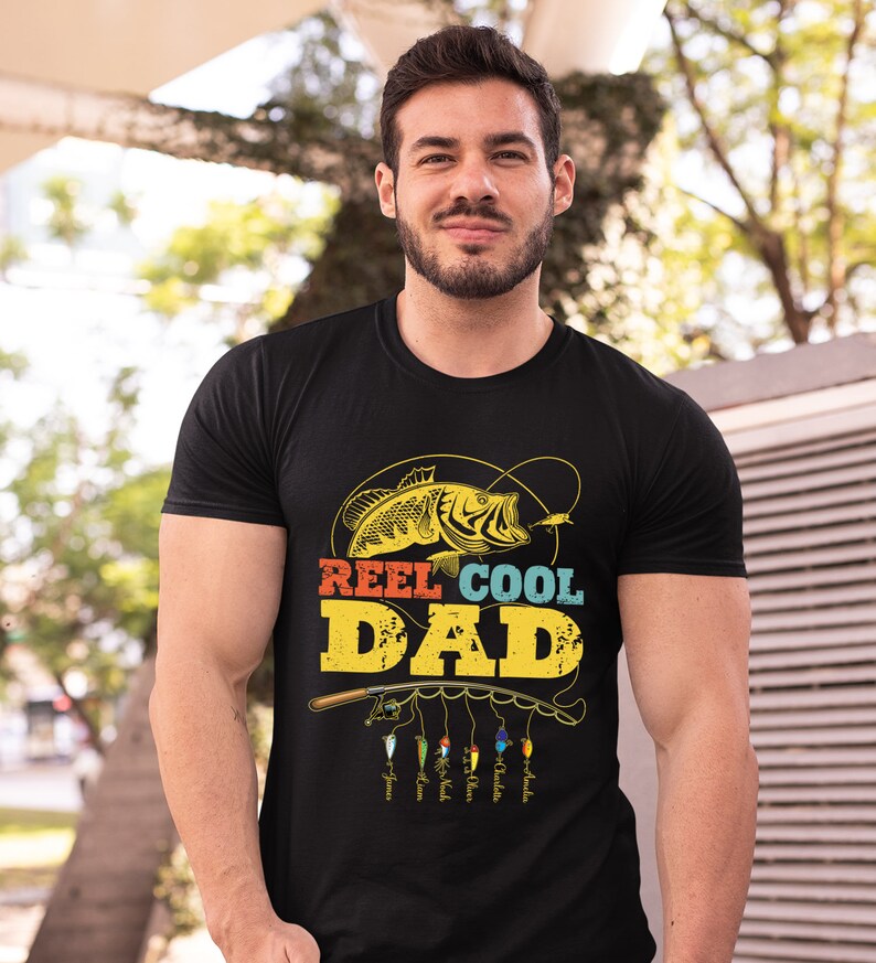Personalized Reel Cool Dad Fishing Shirt, Vintage Dad Shirts