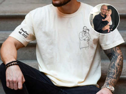Dad Portrait Embroidered Shirt From Photo,Custom Photo Sweatshirt For Dad