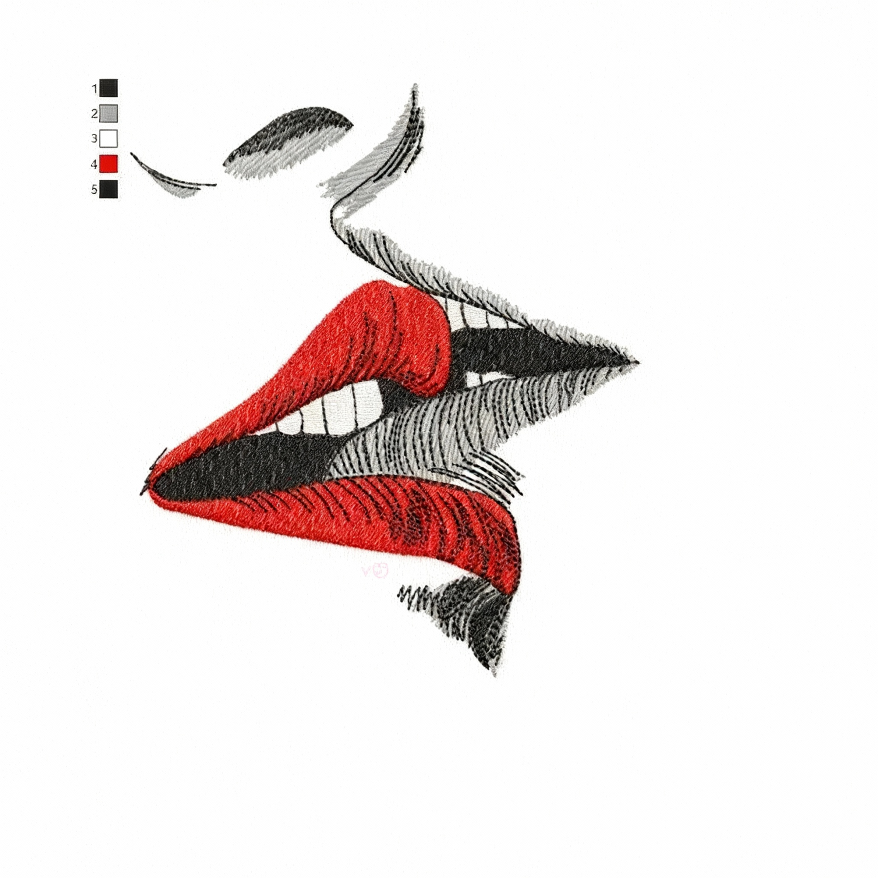 Kiss Machine Embroidery Pattern, Love Theme Embroidery Design