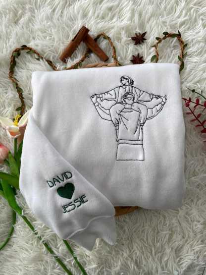 Custom Couple Photo Embroidered Sweatshirt