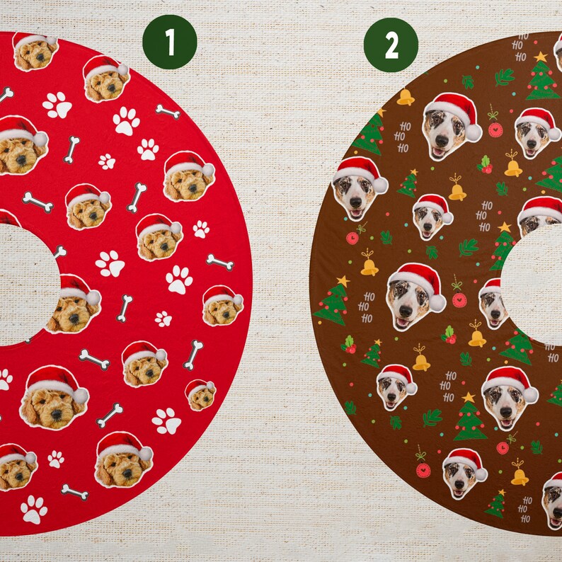 Custom Pet Face Christmas Tree Skirt, Christmas Home Decor