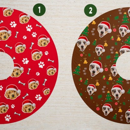 Custom Pet Face Christmas Tree Skirt, Christmas Home Decor