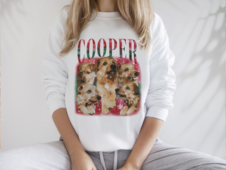 Custom Christmas Pet Photo Sweatshirt, Christmas Gift, Christmas Bootleg Shirt