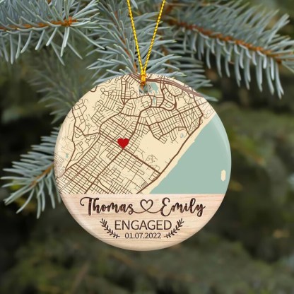 Custom Location Engaged Ornament – Personalized Photo Keepsake
