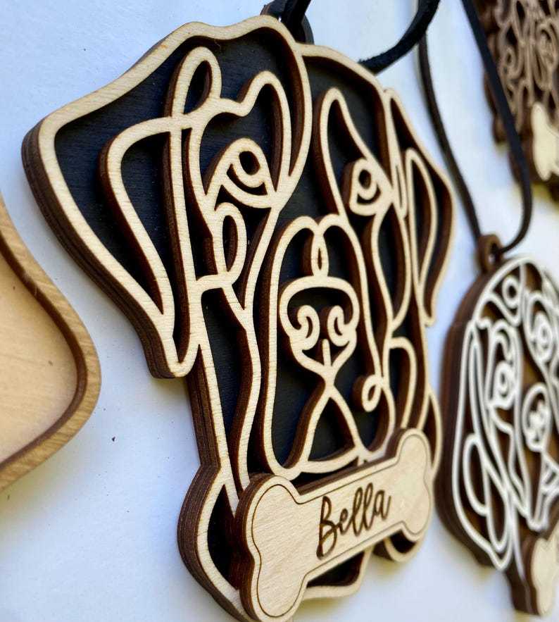 Personalized Line Drawing Pet Portrait Christmas Ornament