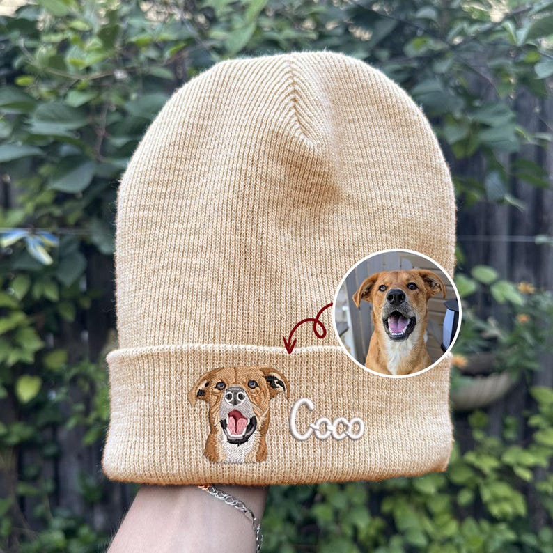 Custom Pet Portrait Embroidered Beanie
