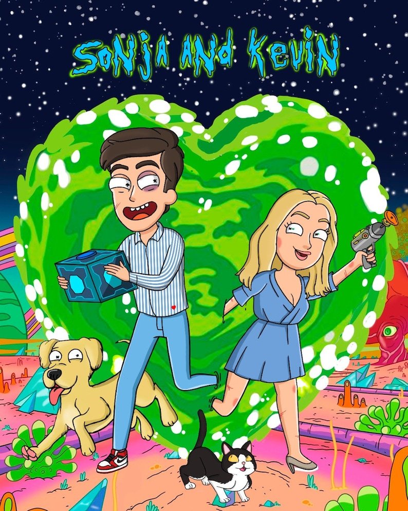 Personalized Couple Portrait Photo Cartoon Illustration, Birthday and Anniversary Gift