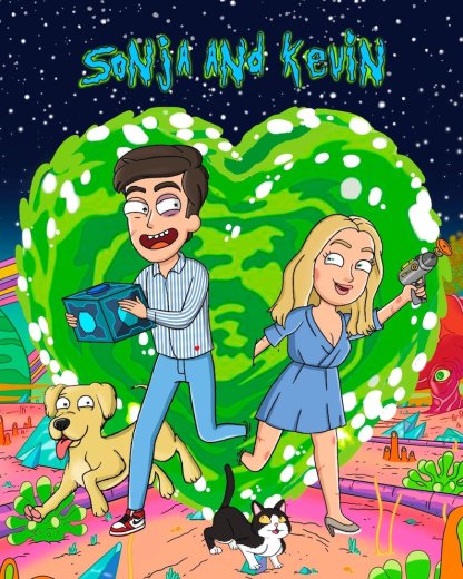 Personalized Couple Portrait Photo Cartoon Illustration, Birthday and Anniversary Gift