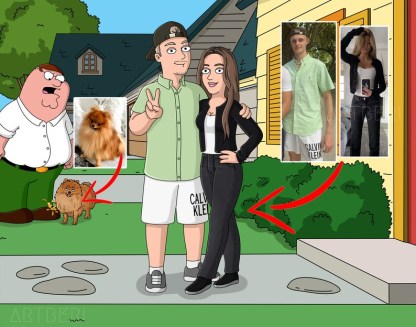 Personalized Family Portrait Photo Cartoon Illustration