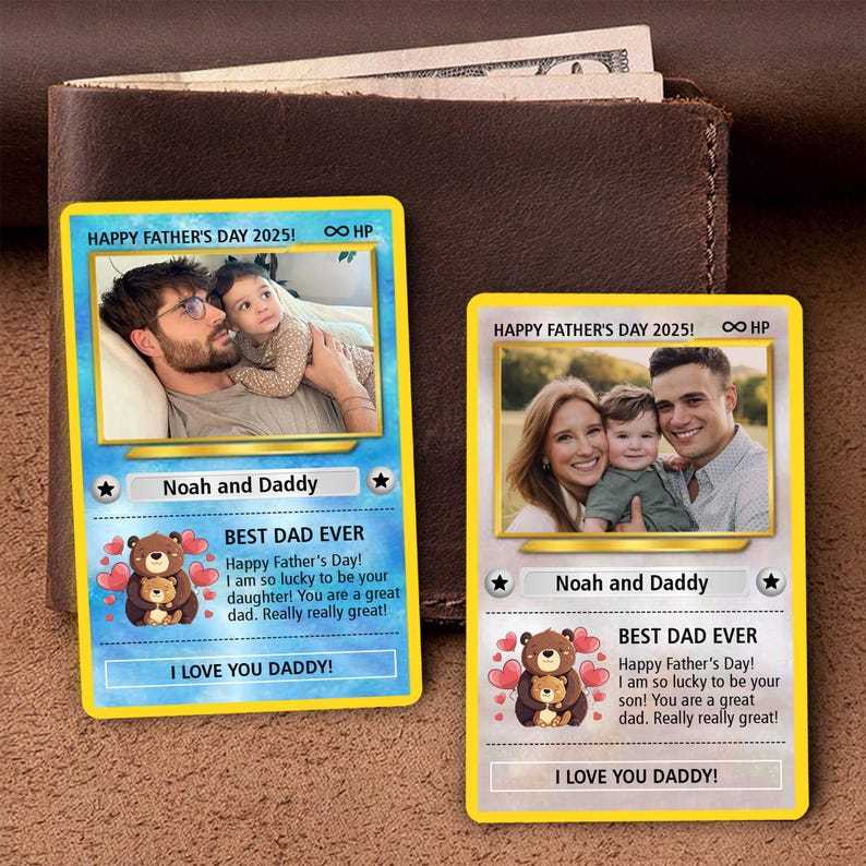 Custom Photo Pokemon Card, Pokemon Father's Day Card, Gifts For Dad, Best Dad Ever Wallet Card