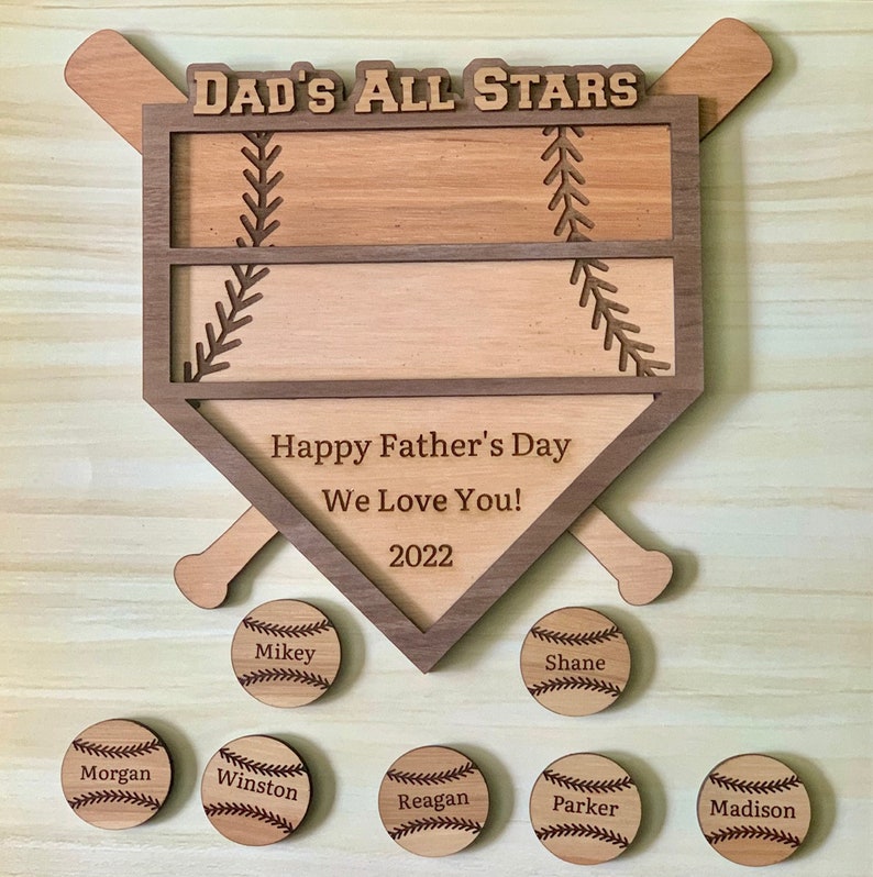 Personalized Dads/Grandpa/Father's Day/Baseball All Stars Home Plate Display
