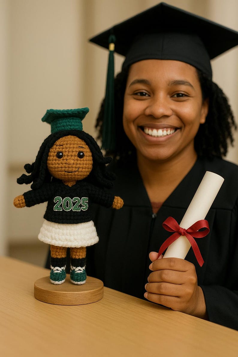 Custom Graduation Girl Crochet Doll – Personalized Graduation Memorial Gift For Her