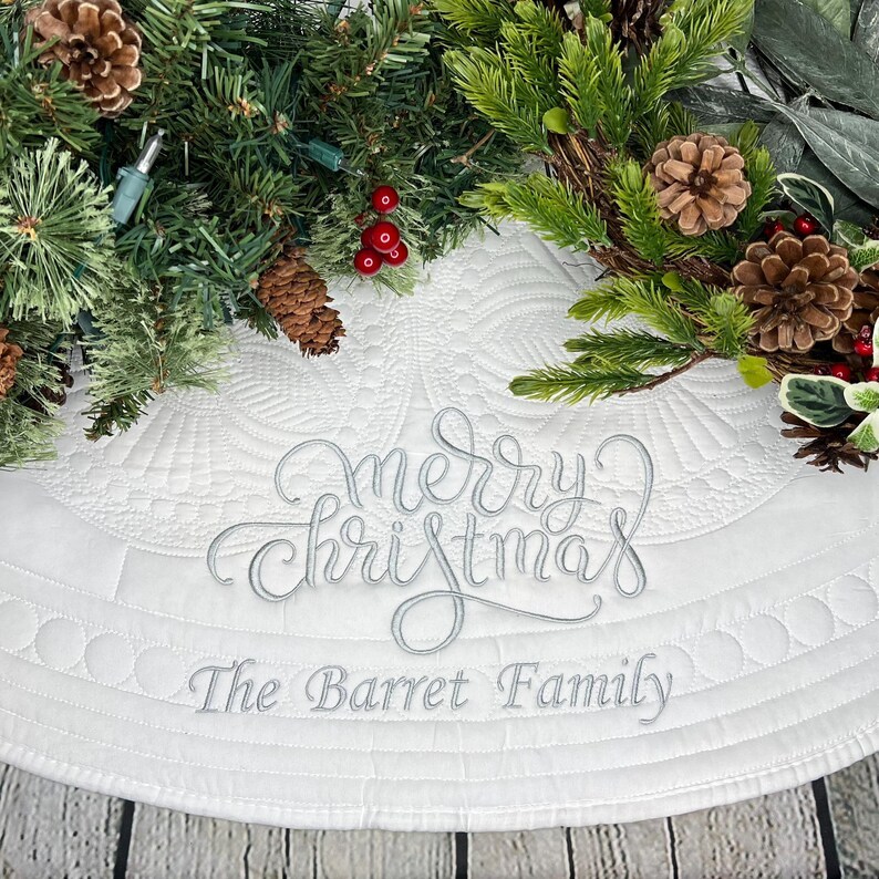 Personalized Embroidery Christmas Tree Skirt, Christmas Home Decor