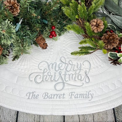 Personalized Embroidery Christmas Tree Skirt, Christmas Home Decor