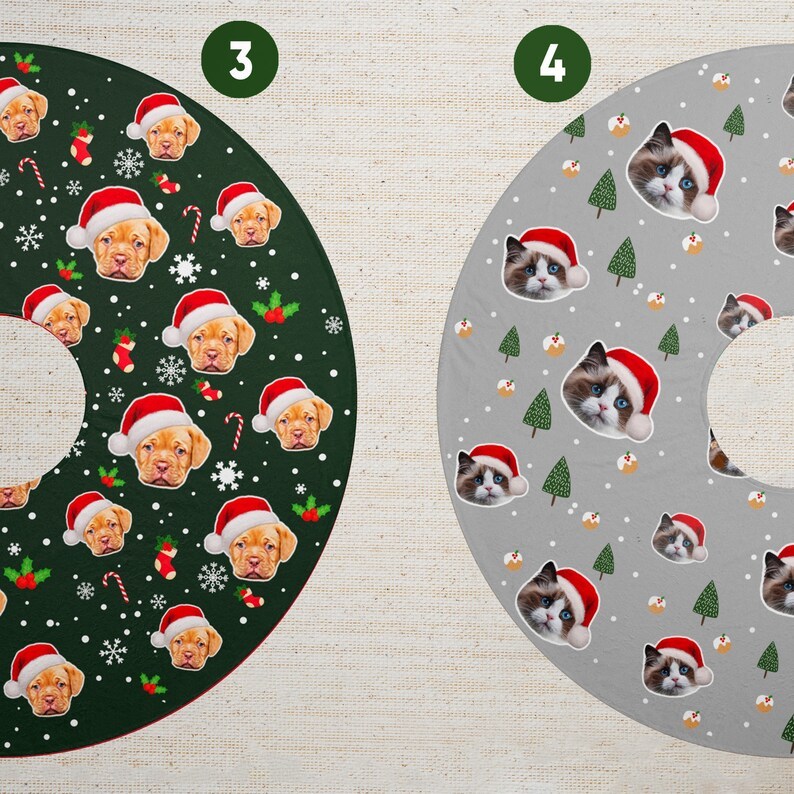 Custom Pet Face Christmas Tree Skirt, Christmas Home Decor