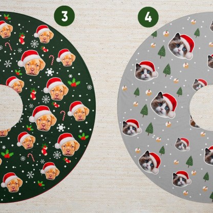 Custom Pet Face Christmas Tree Skirt, Christmas Home Decor
