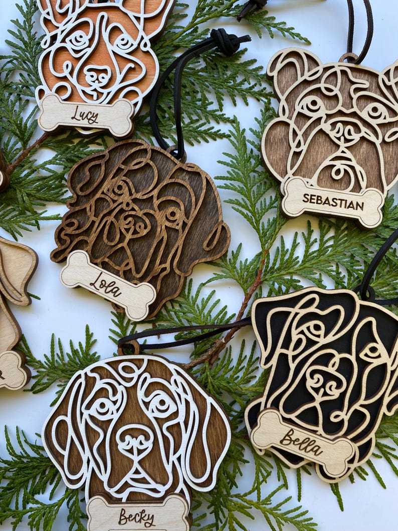 Personalized Line Drawing Pet Portrait Christmas Ornament