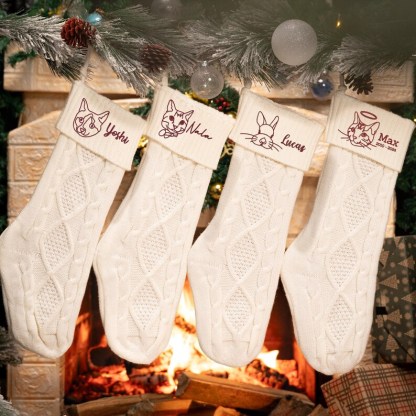 Custom Pet Photo Embroidery Christmas Line Drawing StockingThe Best Gift Ever