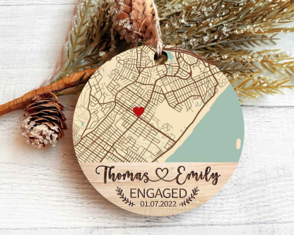 Custom Location Engaged Ornament – Personalized Photo Keepsake