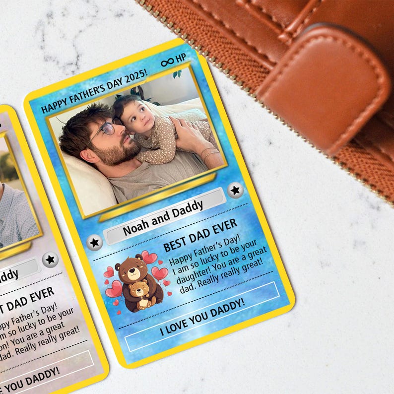 Custom Photo Pokemon Card, Pokemon Father's Day Card, Gifts For Dad, Best Dad Ever Wallet Card