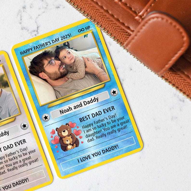 Custom Photo Pokemon Card, Pokemon Father's Day Card, Gifts For Dad, Best Dad Ever Wallet Card