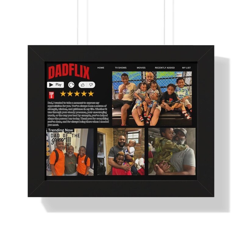 Editable Father's Day Gifts, A Fathers Love, Best Dad Ever, Dadflix Movie Photo Frame
