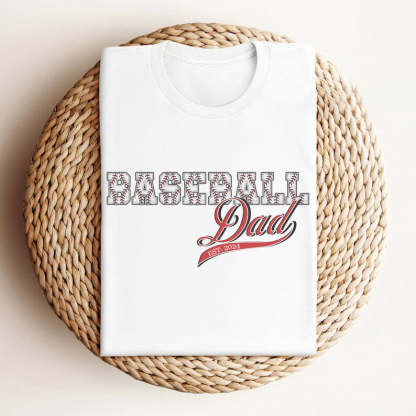 Baseball Dad T-shirt with personalized sleeve, Custom Baseball Dad shirt