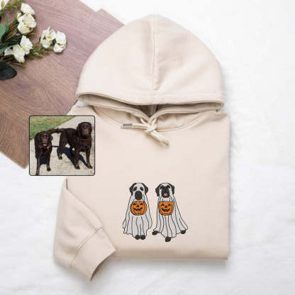 Custom Dog Embroidered Sweatshirt Halloween Ghost Dog Hoodie 👻