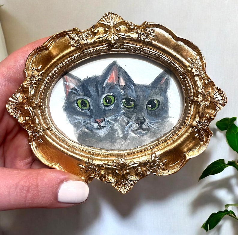 Custom Pet Portrait Vintage Mini Ornate Frame