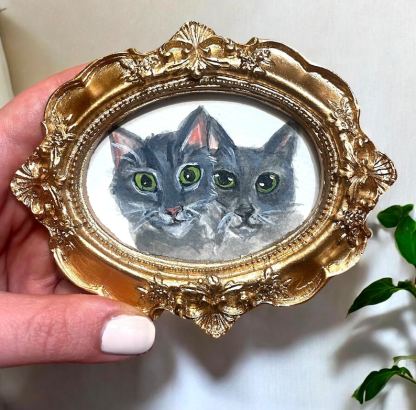 Custom Pet Portrait Vintage Mini Ornate Frame