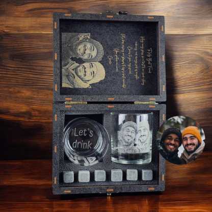 Personalized Photo Whiskey Decanter with Wooden Gift Box
