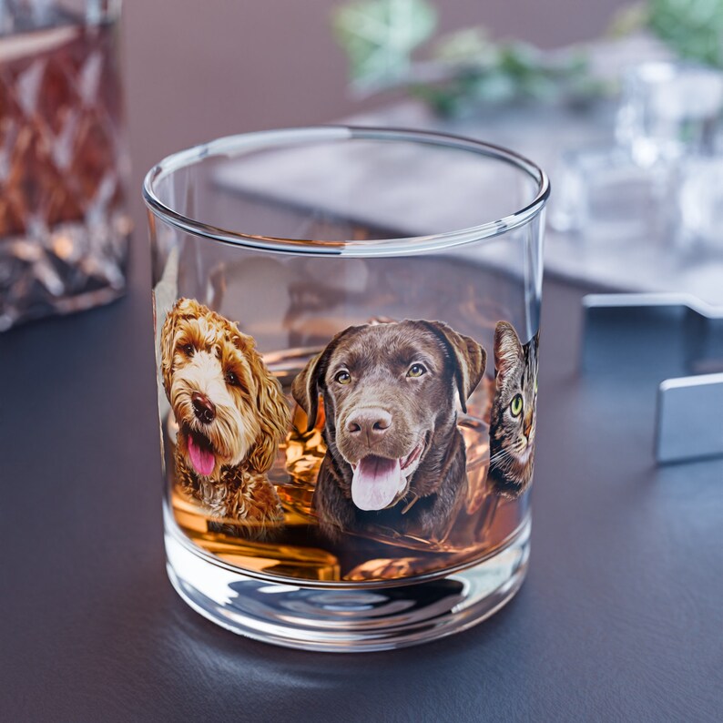 Custom Pet Bar Glass,  Pet Portrait Whiskey Glass