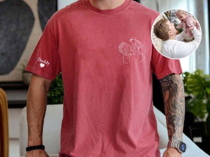 Dad Portrait Embroidered Shirt From Photo,Custom Photo Sweatshirt For Dad
