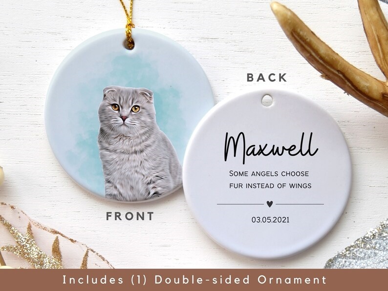 Personalized Pet Portrait Watercolor Ornament