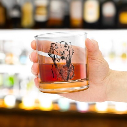 Custom Pet Bar Glass,  Pet Portrait Whiskey Glass