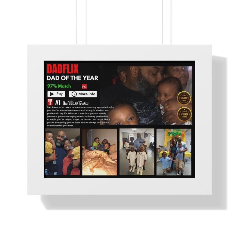 Editable Father's Day Gifts, A Fathers Love, Best Dad Ever, Dadflix Movie Photo Frame