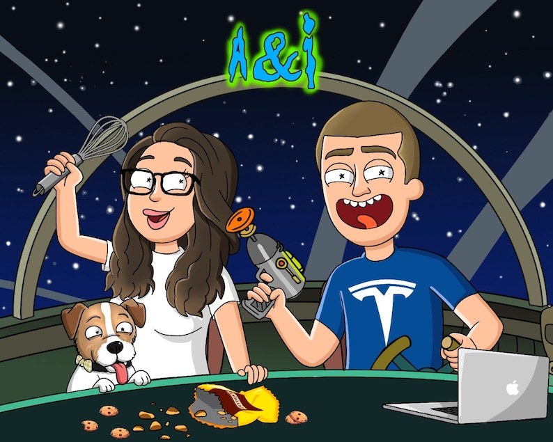 Personalized Couple Portrait Photo Cartoon Illustration, Birthday and Anniversary Gift