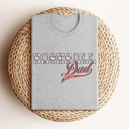Baseball Dad T-shirt with personalized sleeve, Custom Baseball Dad shirt