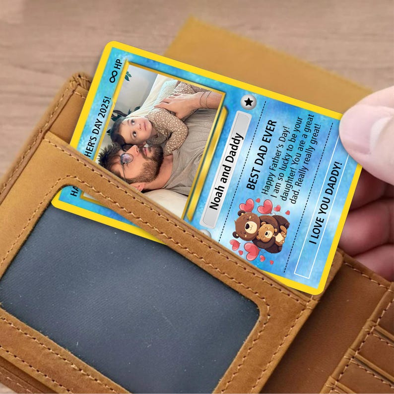 Custom Photo Pokemon Card, Pokemon Father's Day Card, Gifts For Dad, Best Dad Ever Wallet Card