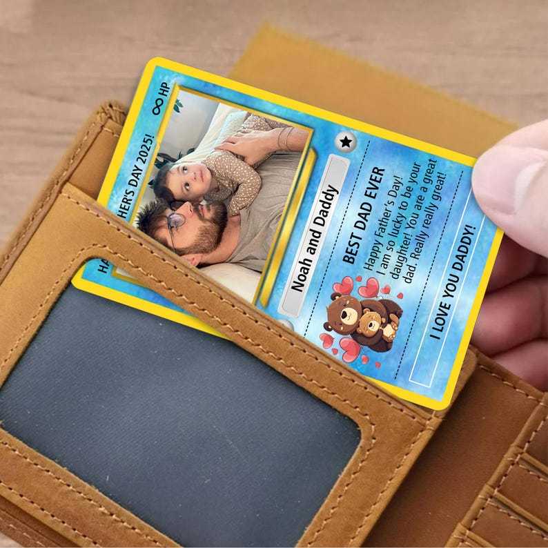 Custom Photo Pokemon Card, Pokemon Father's Day Card, Gifts For Dad, Best Dad Ever Wallet Card