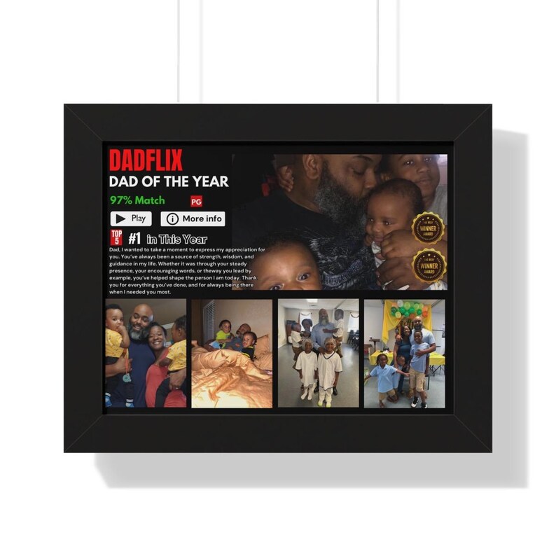 Editable Father's Day Gifts, A Fathers Love, Best Dad Ever, Dadflix Movie Photo Frame