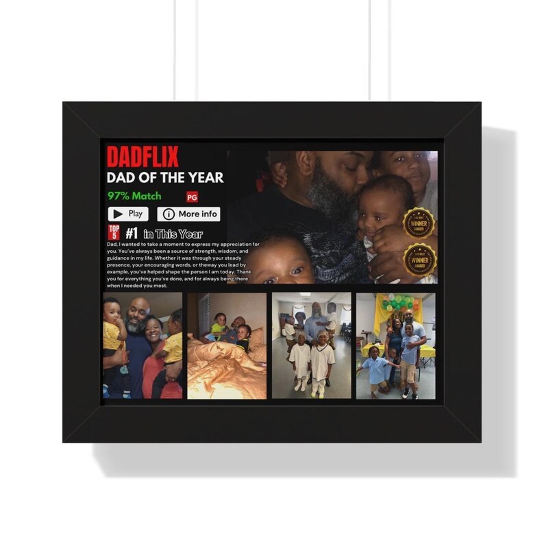 Editable Father's Day Gifts, A Fathers Love, Best Dad Ever, Dadflix Movie Photo Frame