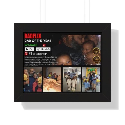 Editable Father's Day Gifts, A Fathers Love, Best Dad Ever, Dadflix Movie Photo Frame